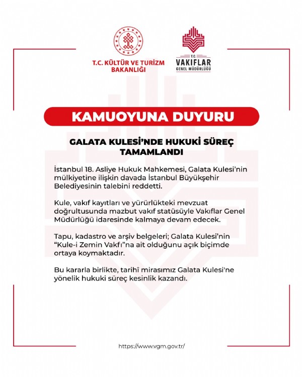 Yıllardır Süren Tartışma Bitti! Galata Kulesi Davasında Mahkemeden İBB'ye Ret Kararı